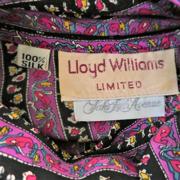 SiLK Lloyd Williams Limited Saks Blouse Pure Silk Secretary Neck Tie Bow M - Picture 8 of 8